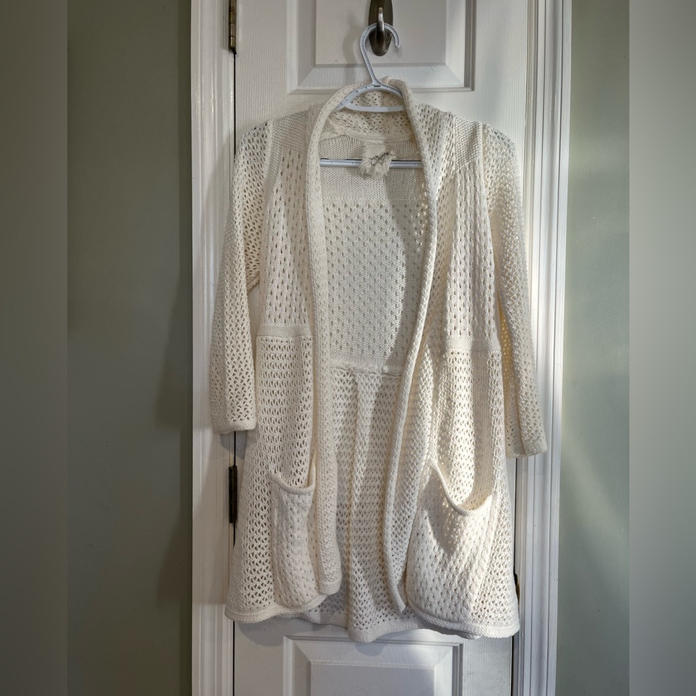 Anthropologie Angel of the North Ivory Knit Cardigan XS b7